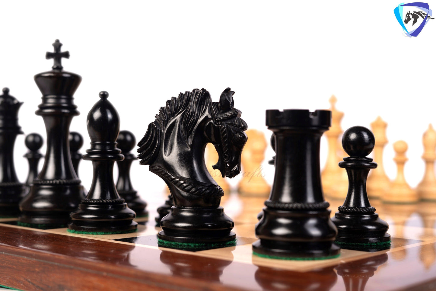 4.5" Staunton Ebonywood Chess pieces Set- Luxury KING ARTHUR+ 23" Luxury Ebonywood Chess Board(60mm) + Leather Storage Box for chess men