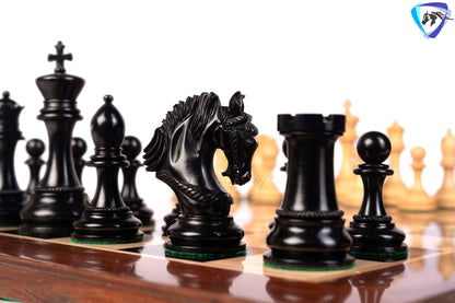 4.5" Staunton Ebonywood Chess pieces Set- Luxury KING ARTHUR+ 23" Luxury Ebonywood Chess Board(60mm) + Leather Storage Box for chess men