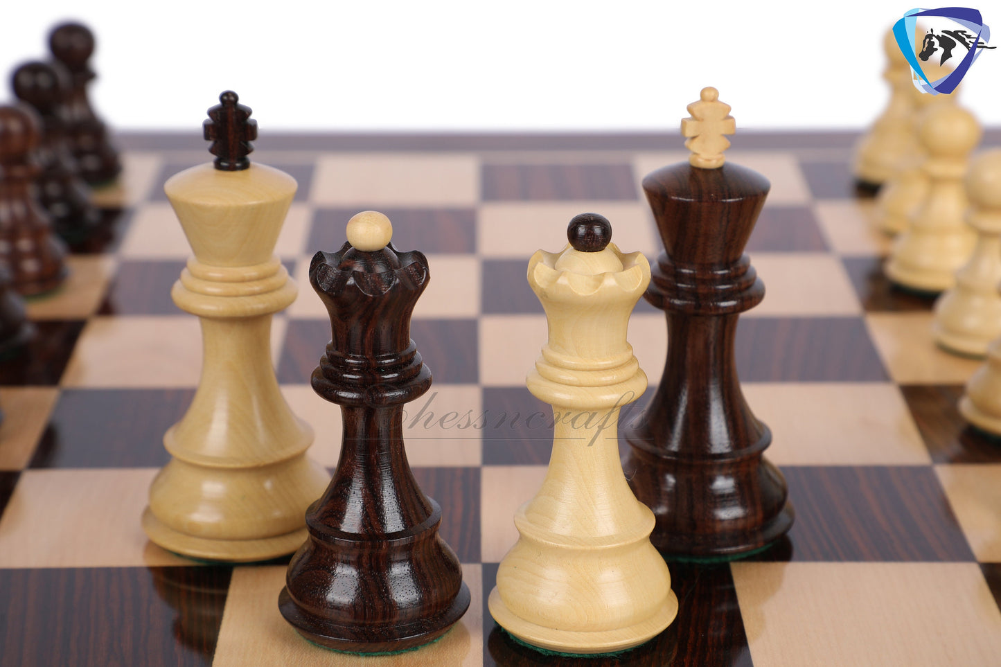 COMBO of 3.9" Russian Zagreb Chess Pieces Set in Rosewood & Boxwood Weighted 4Q + 19" Rosewood Chess Board SQ: 51mm+ Leatherette Storage Box