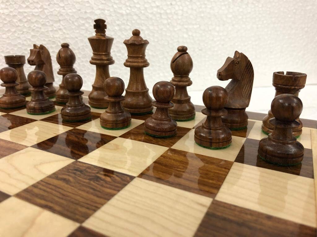 16" Wooden Tournament Chess Set Combo in Golden Rosewood Chess board with King 3" chess Pieces Weighted-4Q-  Super fine smooth polish.