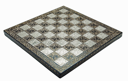 14" Brass Chess Board set Staunton Hand carved Chess Pieces King: 3" with velvet storage box - Chess Board set With Box- Chess gift for him