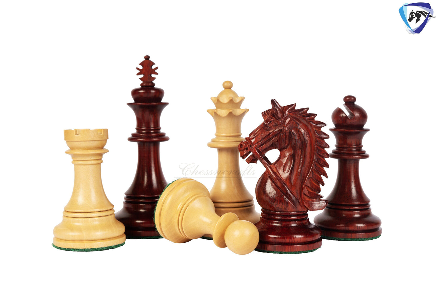 4.4" Staunton Bud Rosewood Chess Pieces Set in LUXURY BRIDLE SERIES + 23" Bud Rosewood chess board(60mm) + Leatherette storage box.