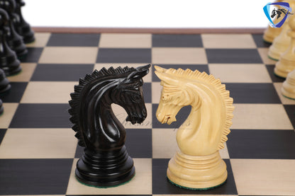 4.5" Luxury Staunton Chess pieces Set in  Ebony wood -PATTON series +21" Ebony wood Chess board(sq:55mm) + Leather Storage Box