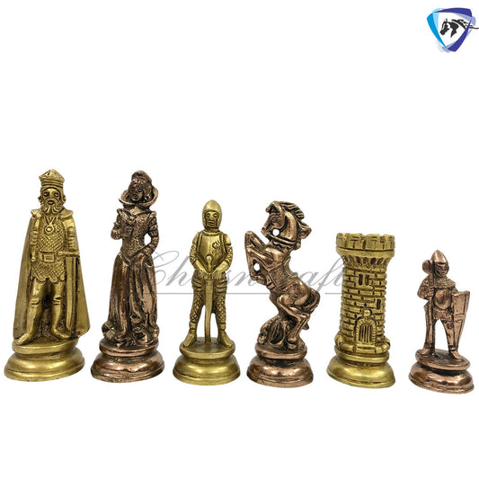 Indian Brass Metal Chess Pieces Set Antique Vintage Figures Chess set + 21" Rosewood Chess Board set