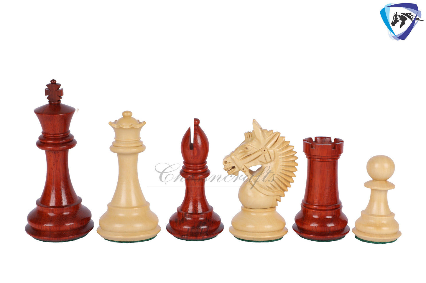 4.2" Red Rose wood Staunton Chess Set- EXCALIBUR- Weighted + 21" Bud Rosewood Chess Board + Leather Storage Box for chess men