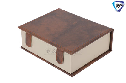 Chess Storage Box Book Style For Chess pieces upto 4.2" King chessmen set- Handmade brown Leatherette / Christmas Gift/ Chess Gift