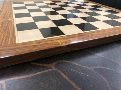 21" and 23" Ebony wood & Maple wood flat chess board 60mm square Rosewood border Handcrafted big size chess board. SQ: 55mm and 60mm