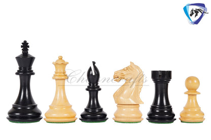 4" Staunton Ebonywood Chess pieces Set-Fierce Knight-Weighted-2 Extra queens- 19" Ebony wood Chess Board + Leather Storage Box COMBO