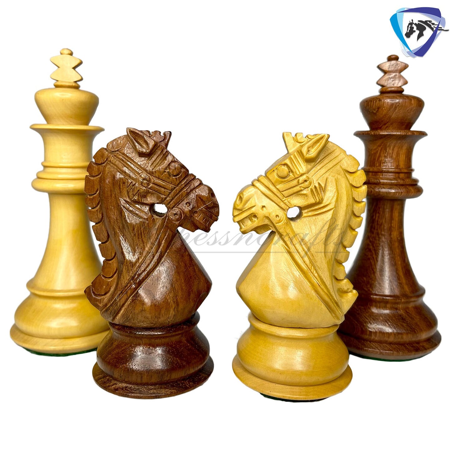 COMBO 4" Golden Rosewood Staunton chess pieces set BRIDLE SERIES Weighted w/ extra queens & 50mm Borderless Golden rosewood chess Board-