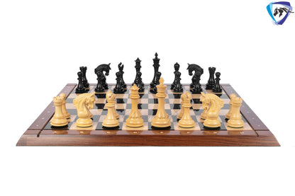 4.5" Staunton Ebony wood Chess pieces Set- CONTEMPORARY series + 23" Ebonywood chess board(60mm) with notations + Leatherette storage box