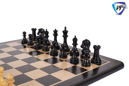 3.75" Sinquefield Ebonywood Chess Pieces Staunton Chess Pieces Set - St. Louis Series + 21" Ebonywood chess board + Leatherette storage box