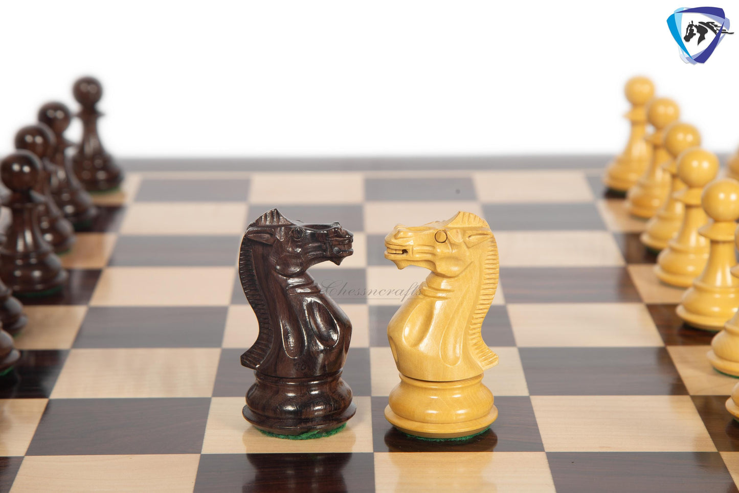 4" Sleek Staunton Chess pieces Set - Rosewood Chess Pieces Triple weighted - 21" Rosewood Chess Board(55mm) + Leather Storage Box COMBO