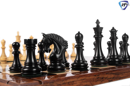 4.5" Staunton Ebony wood Chess pieces Set- CONTEMPORARY series + 23" Ebonywood chess board(60mm) with notations + Leatherette storage box