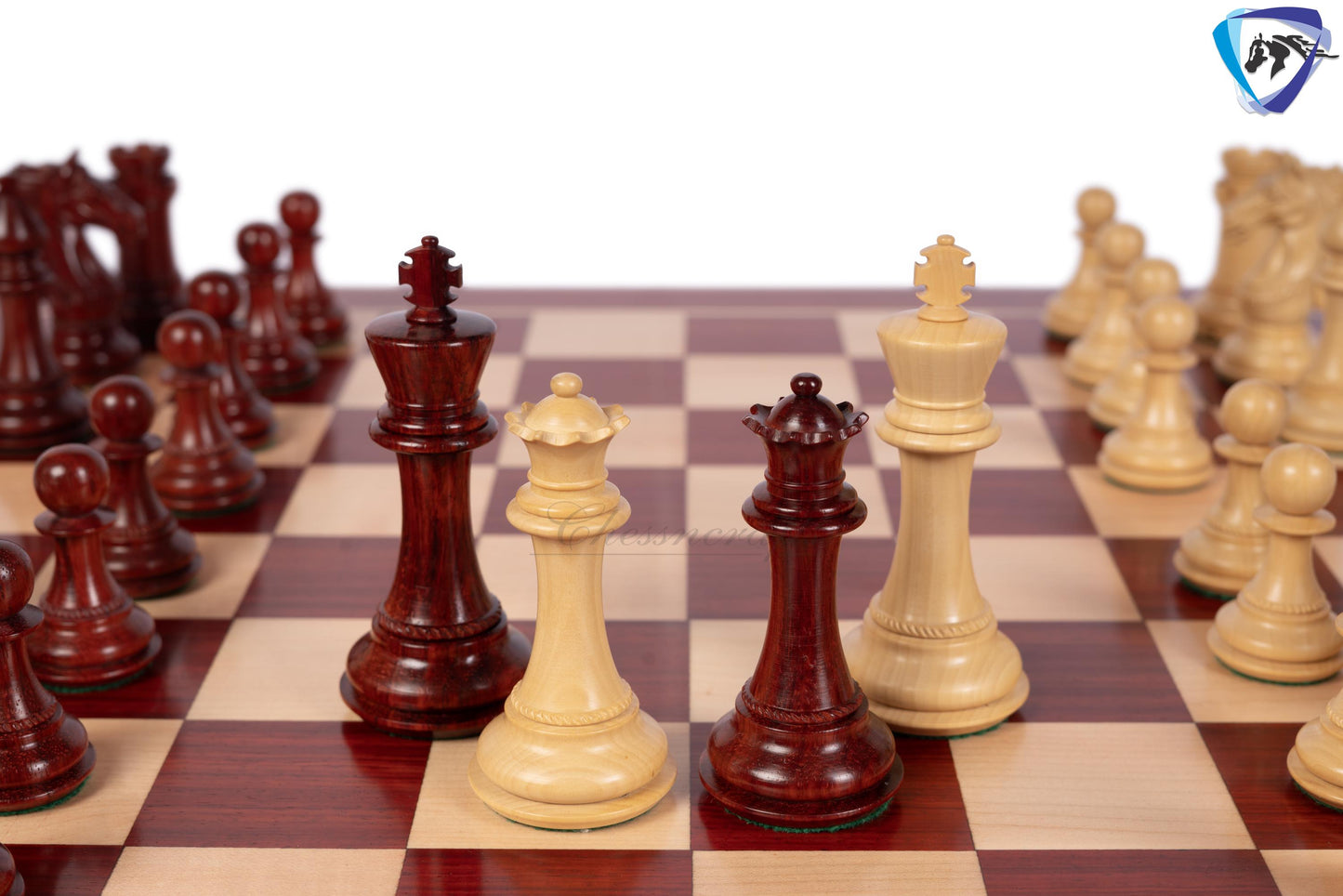4.5" Bud Rosewood Staunton Chess pieces Set- CAVALIER Series + 23" Bud Rosewood Chess Board(sq-60mm) + Leather Storage Box