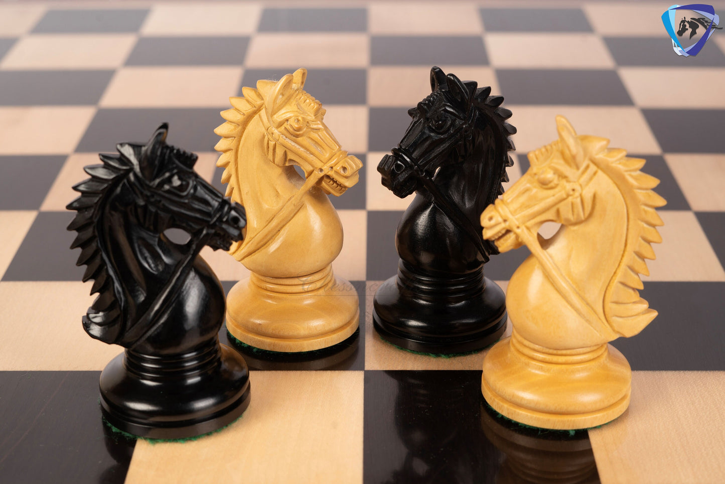 4.4" Staunton Ebonywood Chess Pieces Set in  BRIDLE SERIES Triple Weighted + 23" Ebonywood Chess Board(60mm) + Leatherette storage box