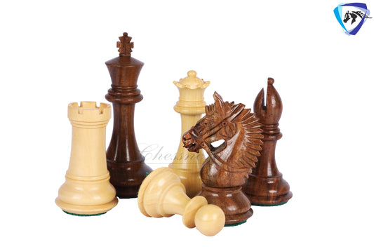 4.1" Staunton Golden Rosewood Chess pieces set- EXCALIBUR- Sheeshamwood & boxwood + 21" Luxury Golden Rosewood chess board + Storage Box