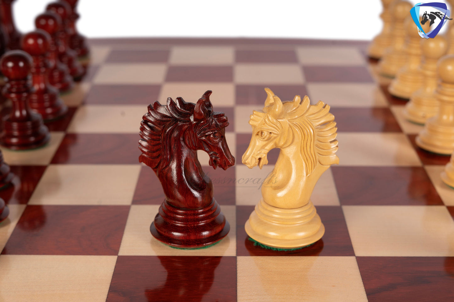 4.5" Luxury Staunton Bud Rosewood Chess pieces Set- PRISTINE-Triple Weighted + 23" Bud Rosewood Chess Board-sq:60mm + Leather Storage Box