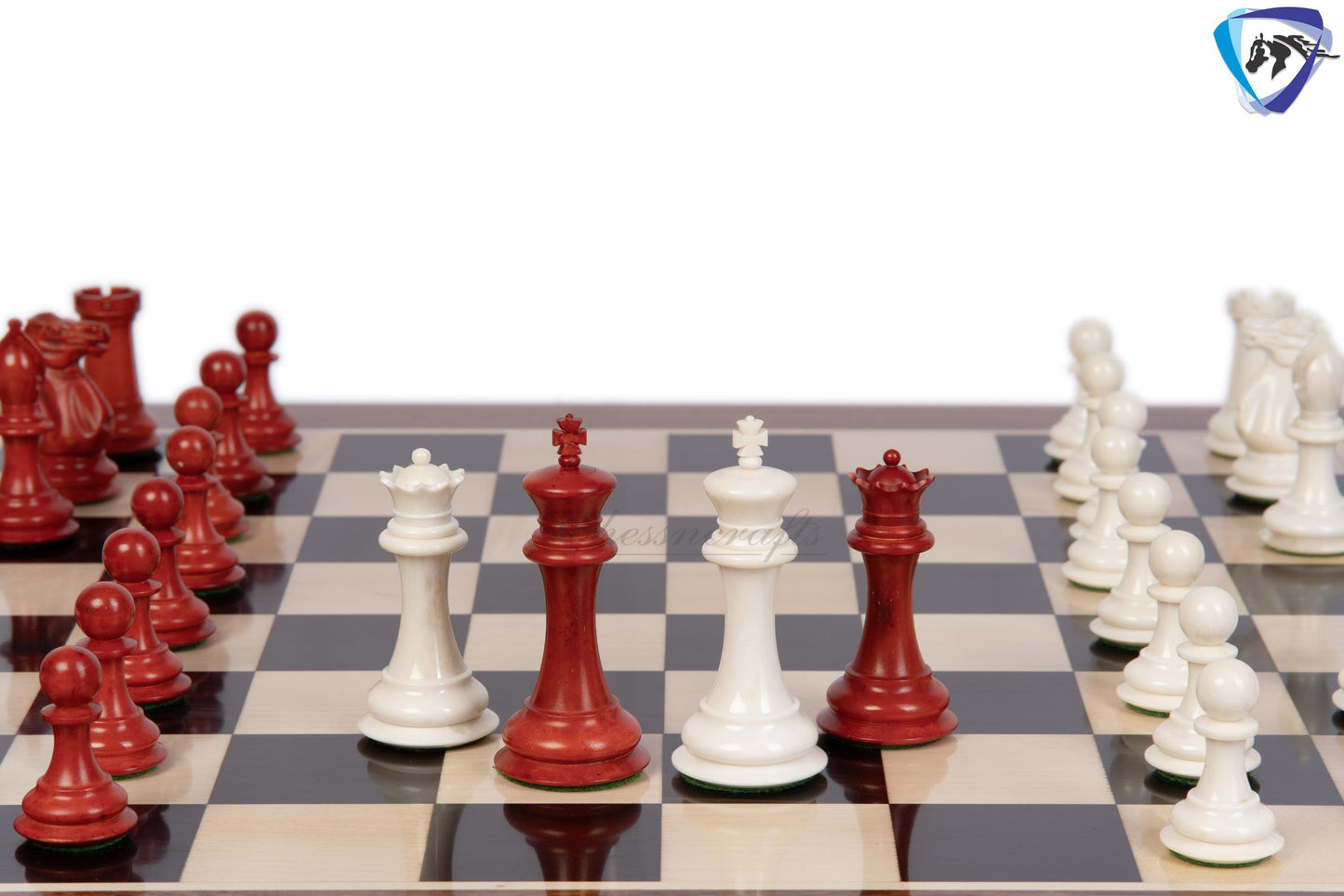 3.75" Camel Bone Staunton chess Pieces set- 1849 reproduced Cooke in Antique distressed + 21" Ebony wood chess board + Leather Storage Box