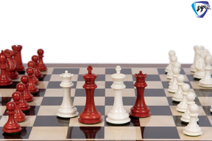3.75" Camel Bone Staunton chess Pieces set- 1849 reproduced Cooke in Antique distressed + 21" Ebony wood chess board + Leather Storage Box