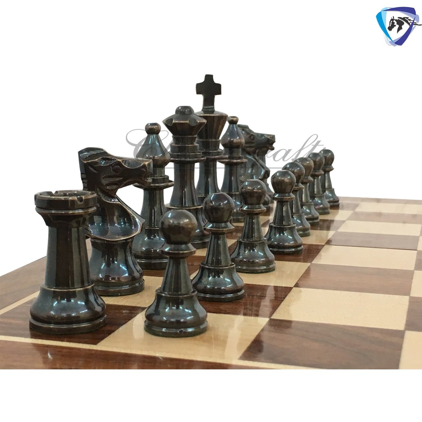 Staunton Brass Chess Pieces Set and 14" Folding Rosewood chess board with storage. Metal chess set handmade Chess for Gift, Birthday gift.