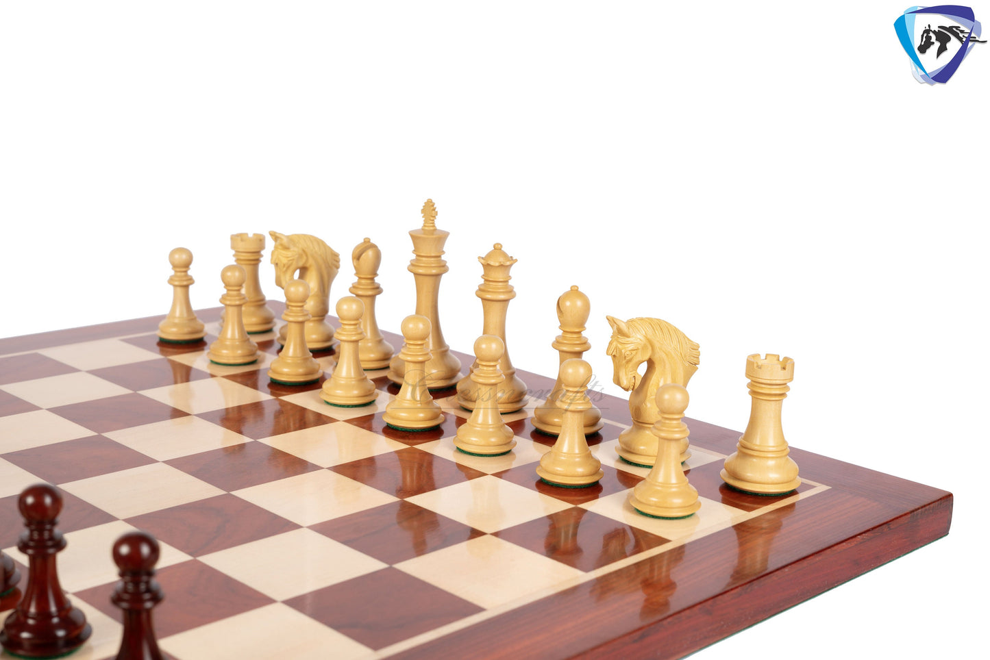 4.5" Staunton Bud Rosewood Chess pieces Set- CONTEMPORARY series + 23" Bud Rosewood Chess board(60mm)  + Leatherette storage box