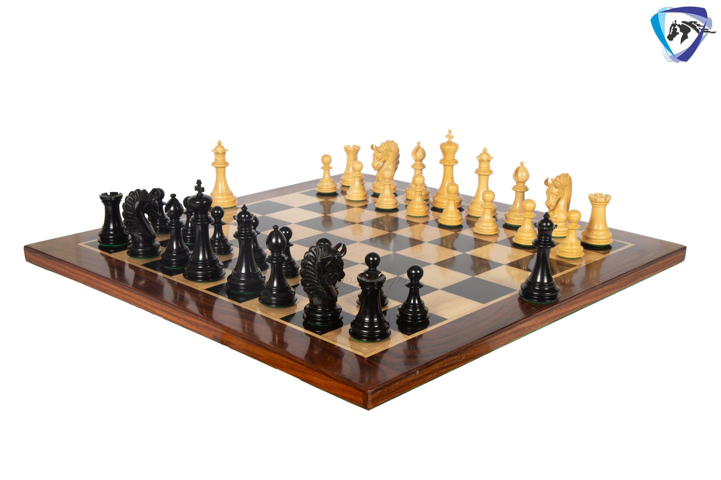 4.5" Ebony wood Luxury Staunton Chess Pieces Set ARTHUR series- Triple weighted + 23" Ebony wood chess Board(Sq: 60mm) + Leather Storage box