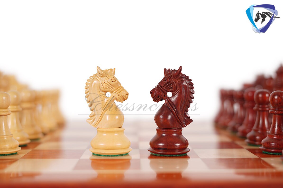 4.5" Bud Rosewood staunton chess pieces set BRIDLE SERIES Weighted w/ extra queens.