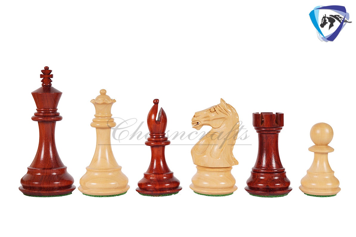 4" Staunton Bud Rosewood Chess pieces Set-Fierce Knight-Weighted-2 Extra queens- 21" Bud Rosewood Chess Board + Leather Storage Box COMBO