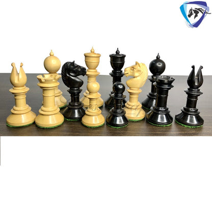 3" Antique Northern Upright chess pieces set in Ebonized Boxwood- weighted.
