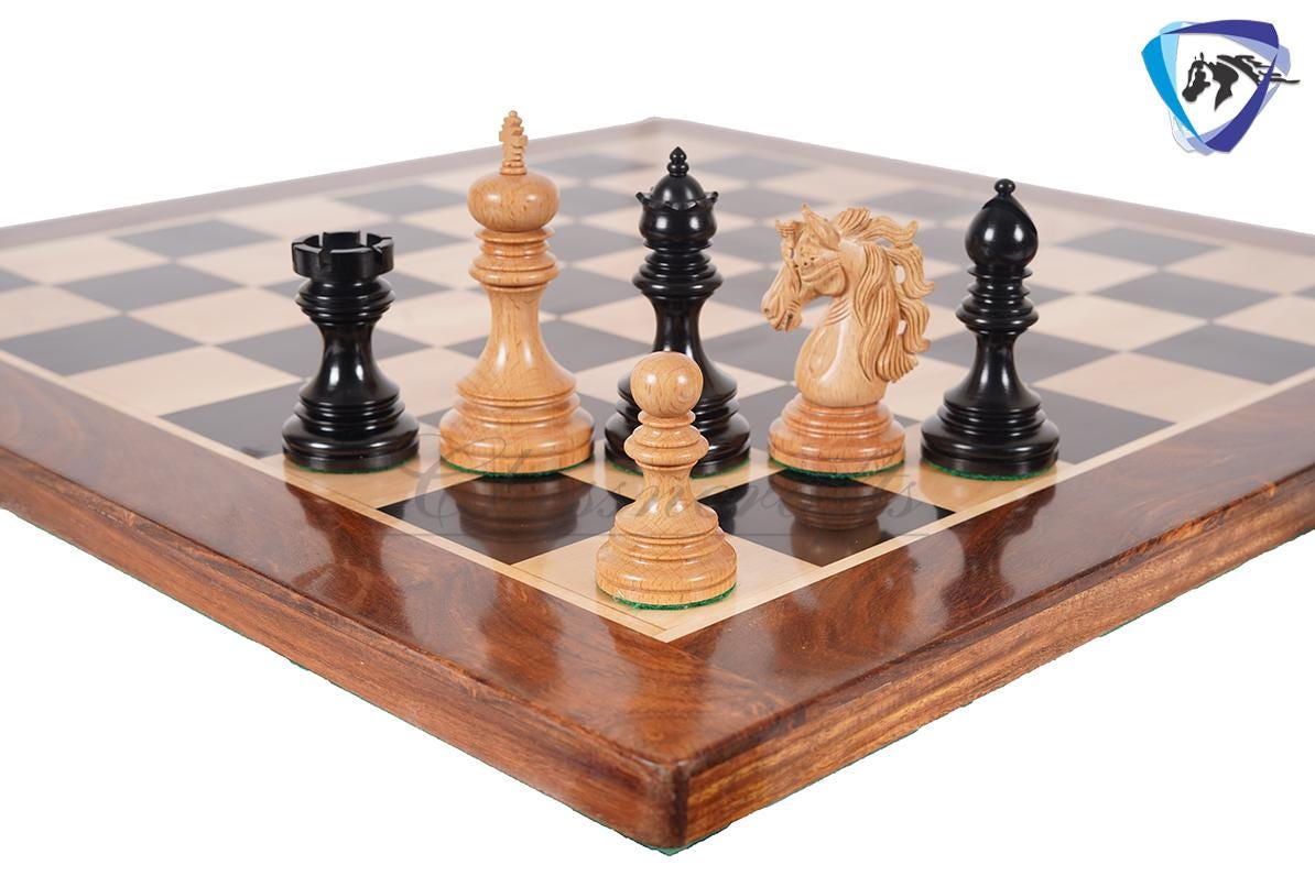 4.4" Staunton Ebony wood & German Wood(rare) Luxury Chess pieces Set- KENNEDY-JFK - Triple Weighted 2 Extra queens