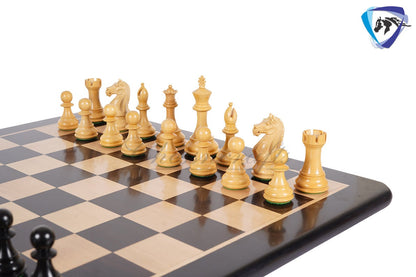 4" Staunton Ebonywood Chess pieces Set-Fierce Knight-Weighted-2 Extra queens- 19" Ebony wood Chess Board + Leather Storage Box COMBO