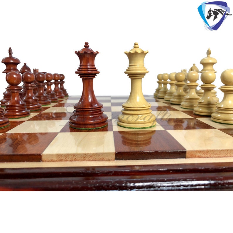 4.4" Luxury Staunton Bud Rosewood Chess pieces Set-ANDERSON Bridled Knight Luxury- Triple Weighted 2 Extra queens- 4Q