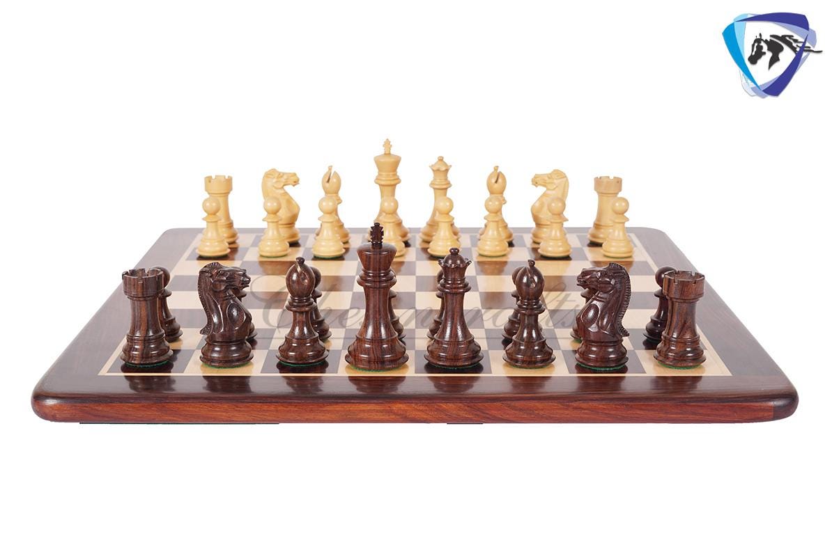 4.1" Staunton Chess Pieces Set Rosewood & Boxwood Ultimate series + 19" Rosewood Chess board(51mm) + Leather Storage Box