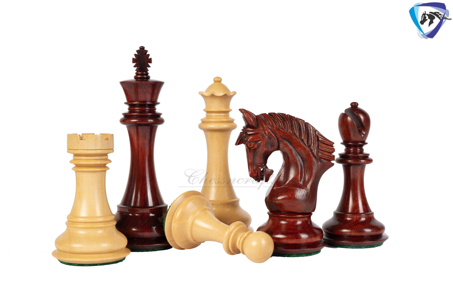 4.5" Staunton Bud Rosewood Chess pieces Set- CONTEMPORARY series + 23" Bud Rosewood Chess board(60mm)  + Leatherette storage box