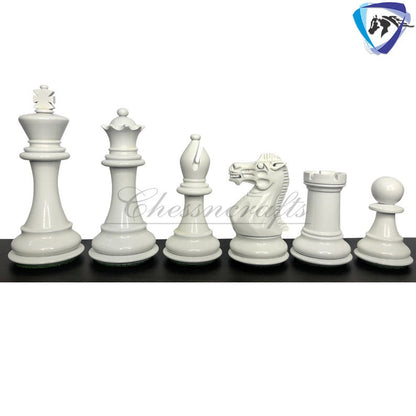 Club Staunton Chess pieces Set Boxwood Painted Red & White - King 3.75"  Weighted 2 Extra Queens- Lacquered glossy polish.