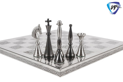 14" Brass Chess Board set ART DECO Chess Pieces - MEENAKARI chess board Hand carved in velvet storage box - Brass chess board set-Chess Gift