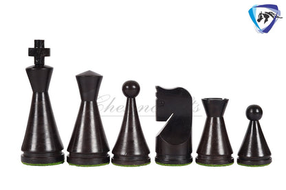 19th Century Russian Soviet Reproduced classic series Chess pieces 4" in Ebonized boxwood/ 50MM Golden Rosewood Borderless Chess Board Combo