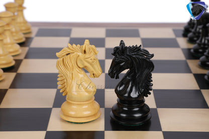 4.5" Luxury Staunton Chess pieces Set in Ebonywood & Boxwood - STALLION SERIES - Triple Weighted- 2 Extra queens