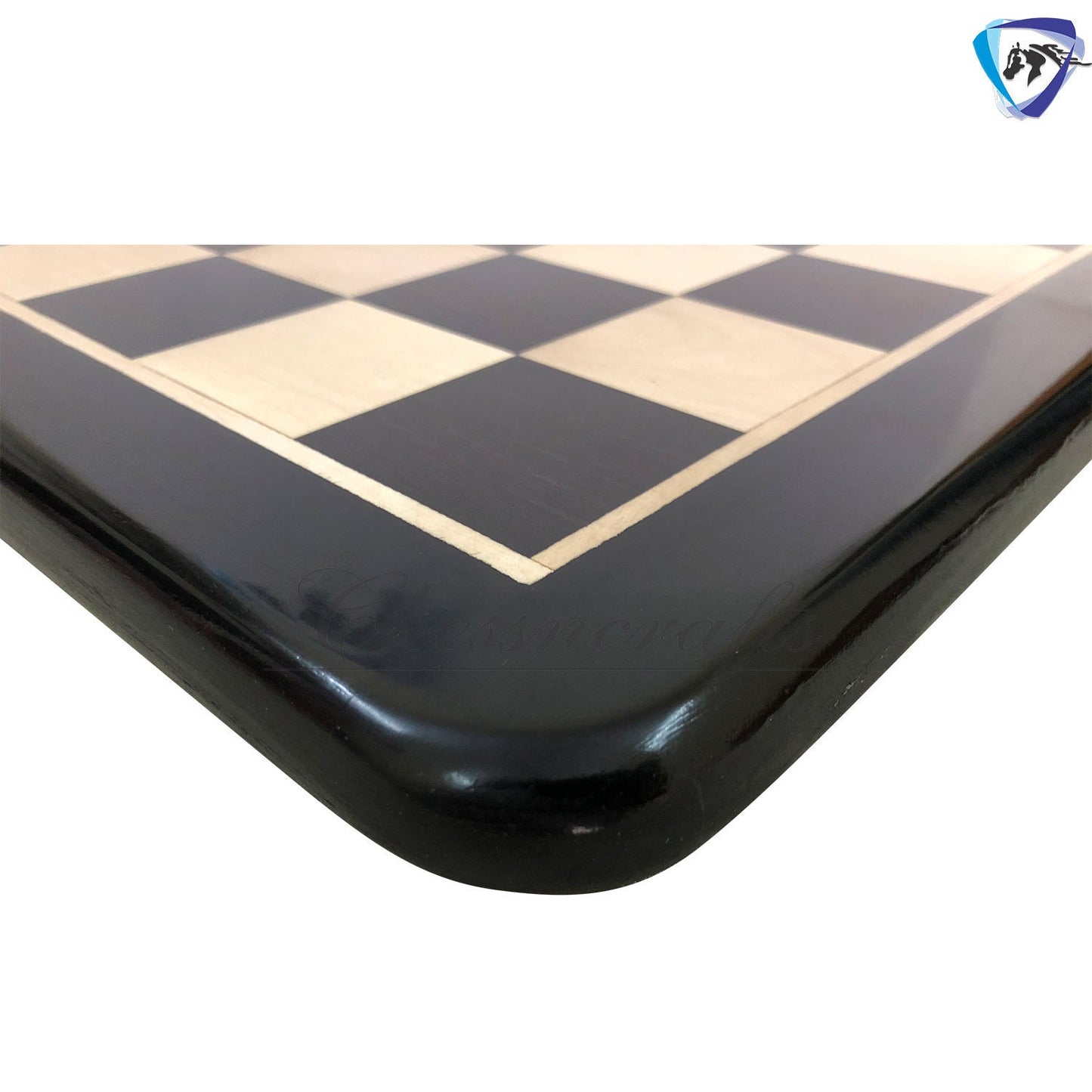 19" Ebony wood chess board rounded corners and edges Super fine lacquered polish-IMPERFECT CHESS BOARD- minor imperfections- special offer
