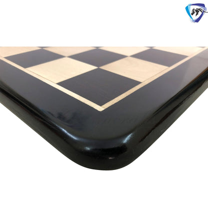19" Ebony wood chess board rounded corners and edges Super fine lacquered polish-IMPERFECT CHESS BOARD- minor imperfections- special offer