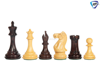 4" Sleek Staunton Chess pieces Set - Rosewood Chess Pieces Triple weighted - 21" Rosewood Chess Board(55mm) + Leather Storage Box COMBO