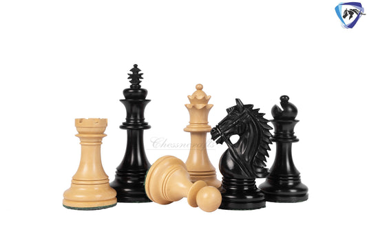 4.4" Staunton Ebonywood Chess Pieces Set in  BRIDLE SERIES Triple Weighted + 23" Ebonywood Chess Board(60mm) + Leatherette storage box