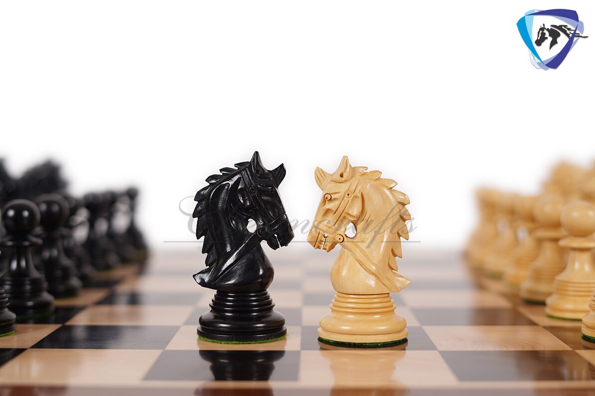 4.4" Luxury Staunton Chess Pieces Set in Ebonywood & Boxwood- HADRIAN Triple Weighted w/ 2 Extra queens- 4Q