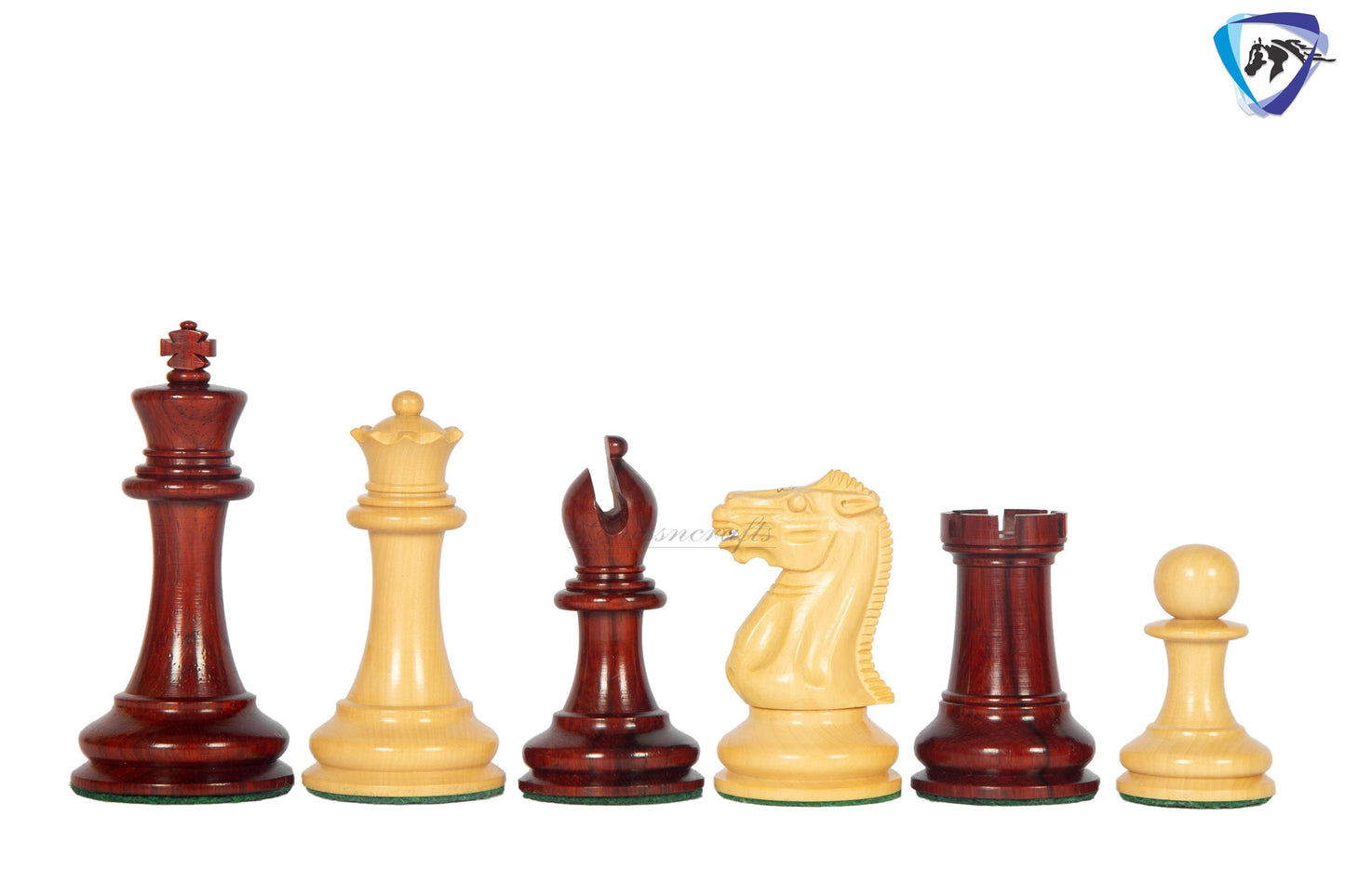 3.75" Staunton Chess Pieces Set 1849 Reproduced in Bud Rosewood & Boxwood + 21" Ebony look chess board(sq 55mm) + Leather Storage box