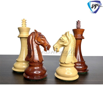 4.2" The Contemporary Staunton Bud Rosewood & Boxwood Chess pieces Set- Triple Weighted 2 Extra queens- 4Q