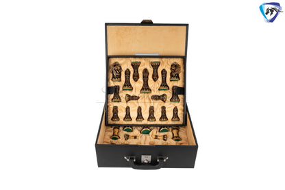 4.5" Luxury Staunton Chess pieces Set- Alexander CARVED series-Triple Weighted + 21"/ 23" Ebonywood Chess Board-STEP DESIGN + Storage Box