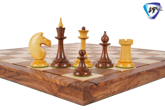 Soviet(Russian) Latvian Chess Pieces Set-1950 in Golden Rosewood Reproduction chess pieces + 21" Drueke Chess Board Sheeshamwood