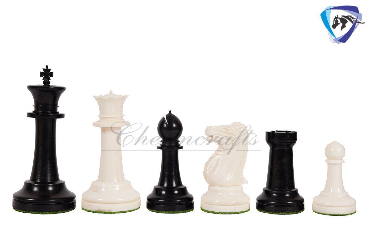 4.2" Camel Bone Staunton chess Pieces set- 1849 Cooke design in Red, Green, Black & White color + Leather storage box combo