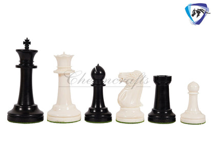4.2" Camel Bone Staunton chess Pieces set- 1849 Cooke design in Red, Green, Black & White color + Leather storage box combo