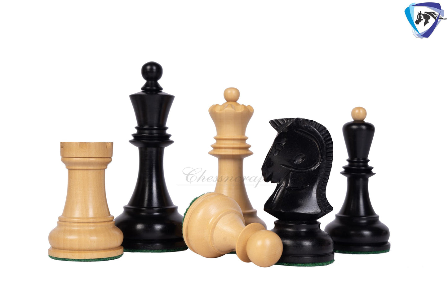 1950 Fischer Dubrovnik Ebonized boxwood chess pieces set King-3.8" + 21" Ebonywood chess board(SQ:55MM) + Leather Storage box-Luxury